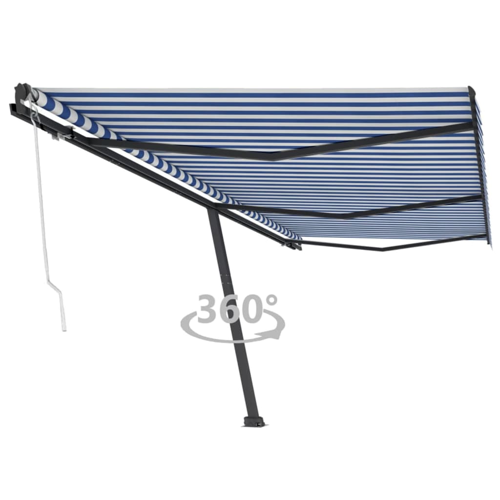 VidaXL Luifel vrijstaand automatisch 600x300 cm blauw en wit