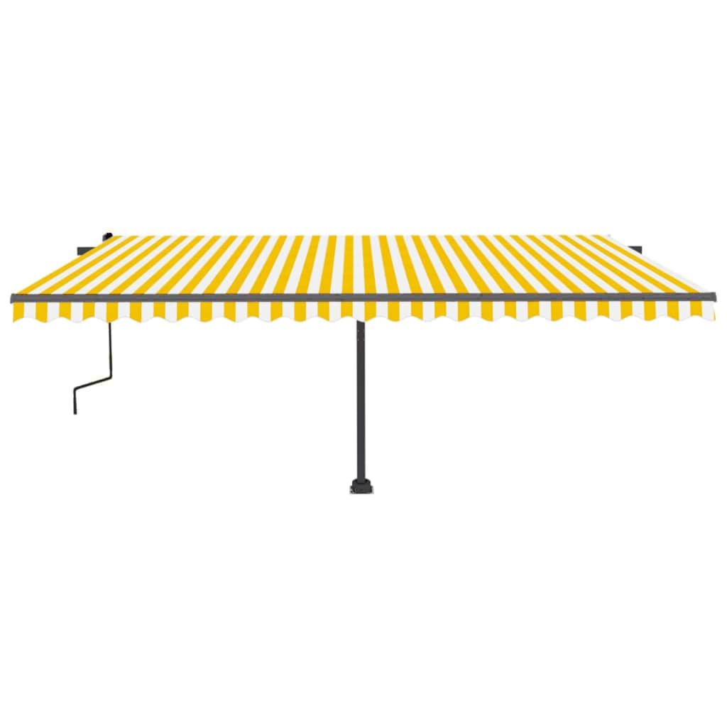 VidaXL Luifel vrijstaand handmatig uittrekbaar 500x350 cm geel en wit