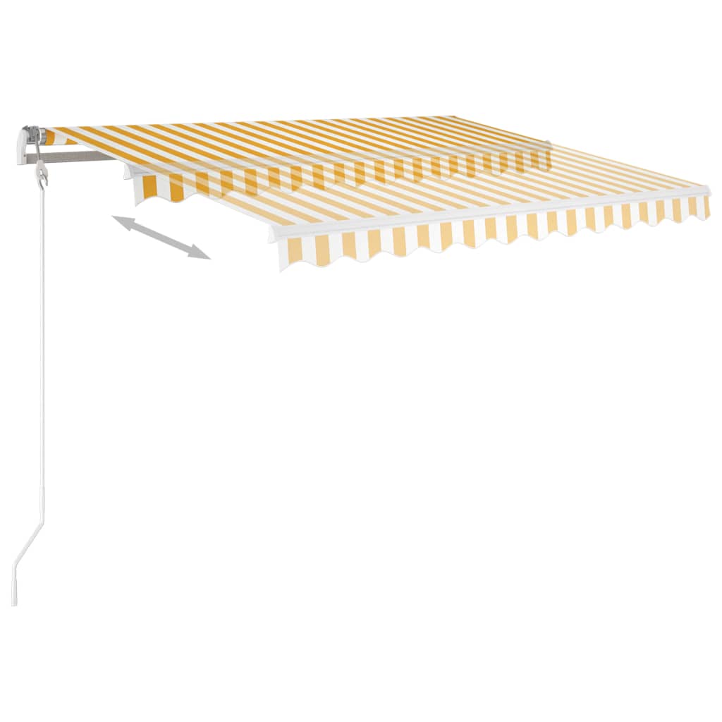 VidaXL Luifel handmatig uittrekbaar met LED 3x2,5m geel en wit