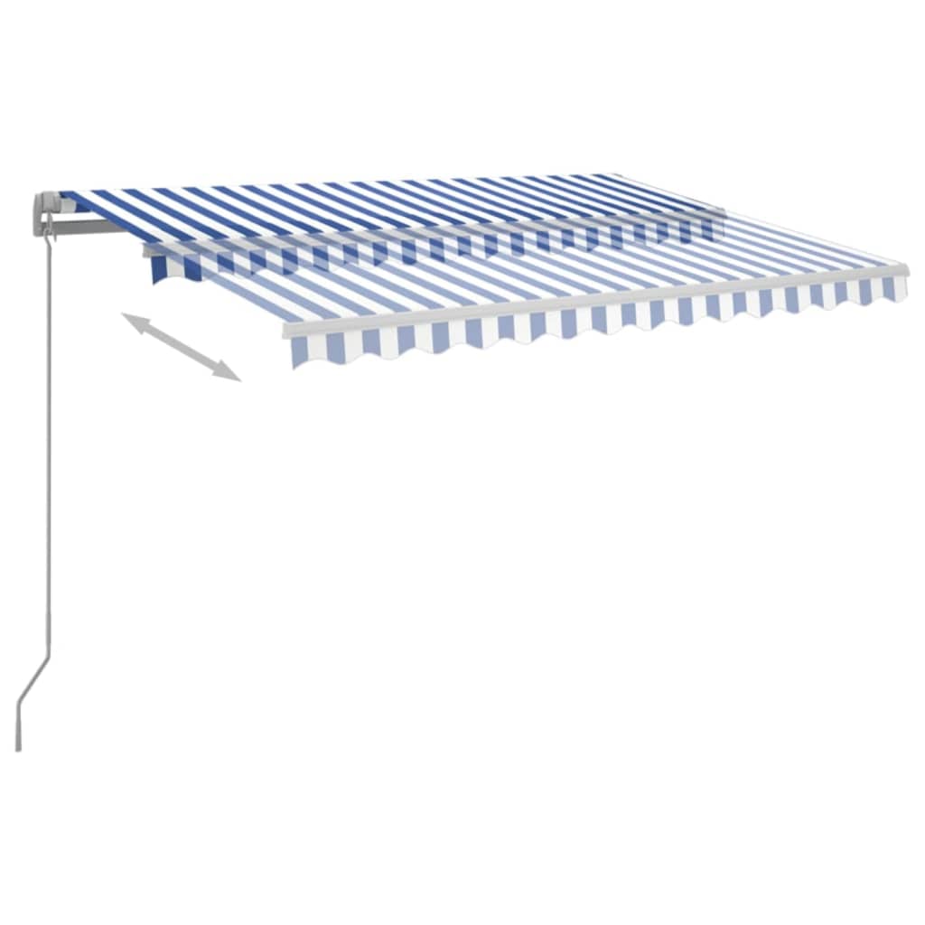 VidaXL Luifel automatisch met LED en windsensor 3,5x2,5 m blauw en wit