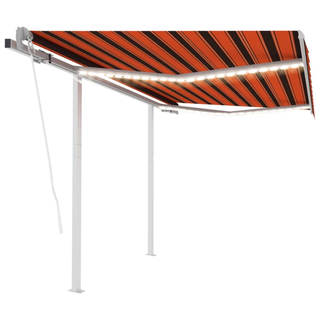 VidaXL Luifel automatisch met LED en windsensor 3,5x2,5m oranje bruin