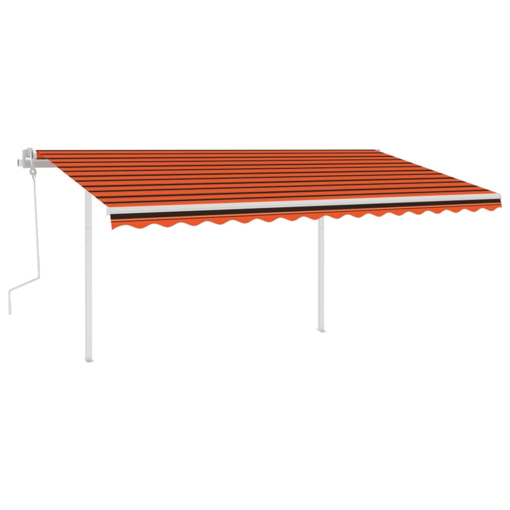 VidaXL Luifel handmatig uittrekbaar met palen 4x3m oranje en bruin