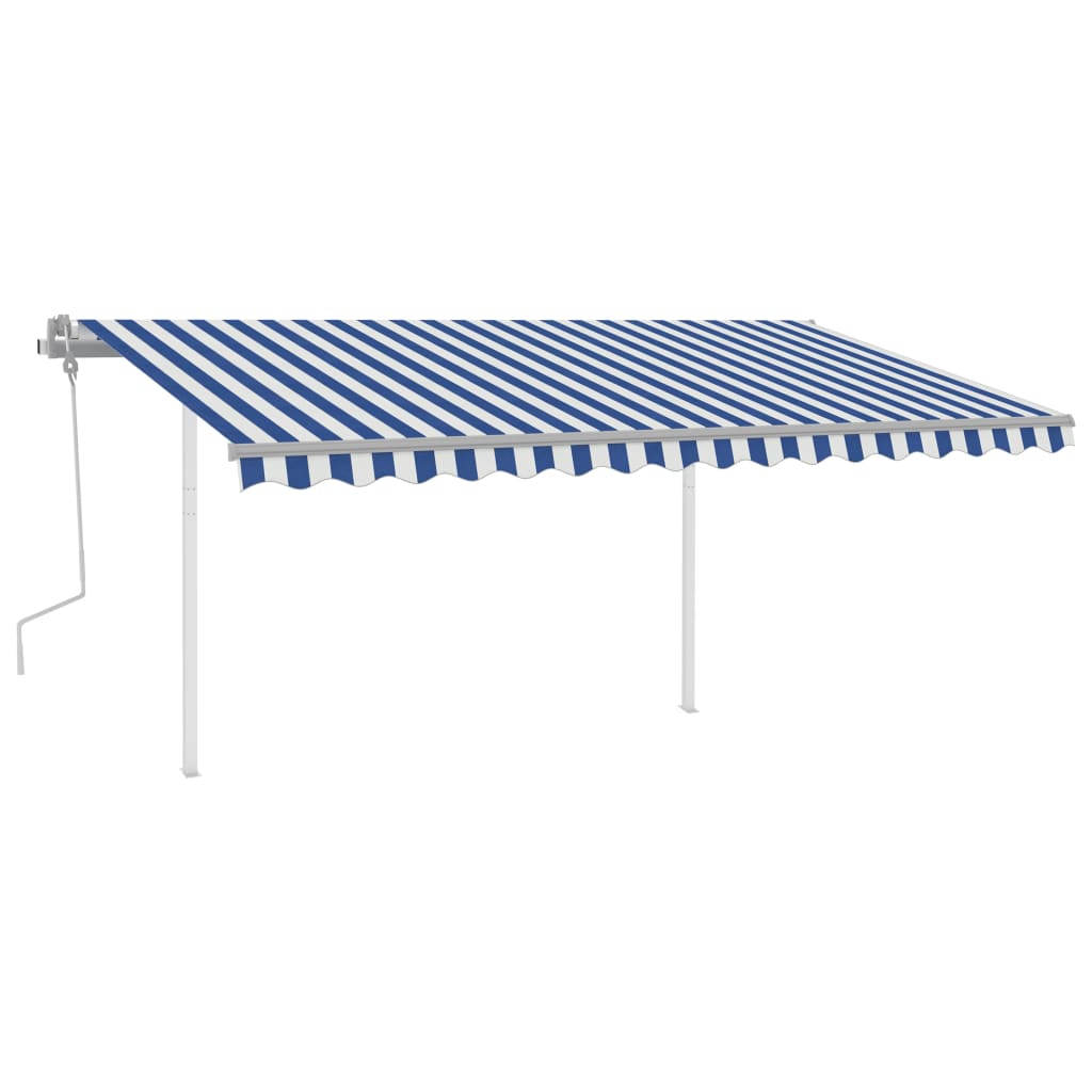 VidaXL Luifel handmatig uittrekbaar met LED 4x3m blauw en wit