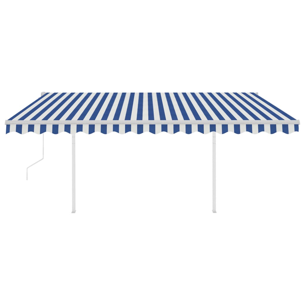 VidaXL Luifel automatisch uittrekbaar met palen 4x3 m blauw en wit