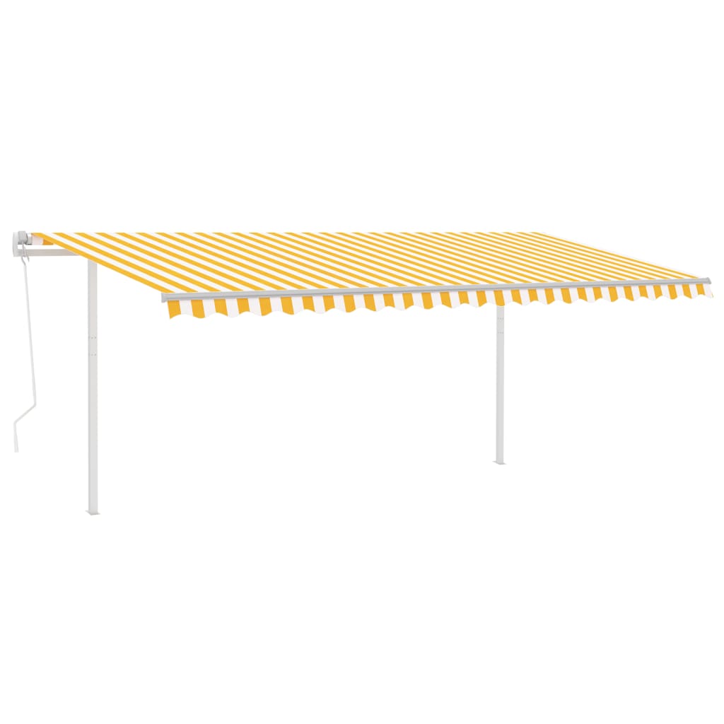 VidaXL Luifel automatisch met LED en windsensor 5x3 m geel en wit