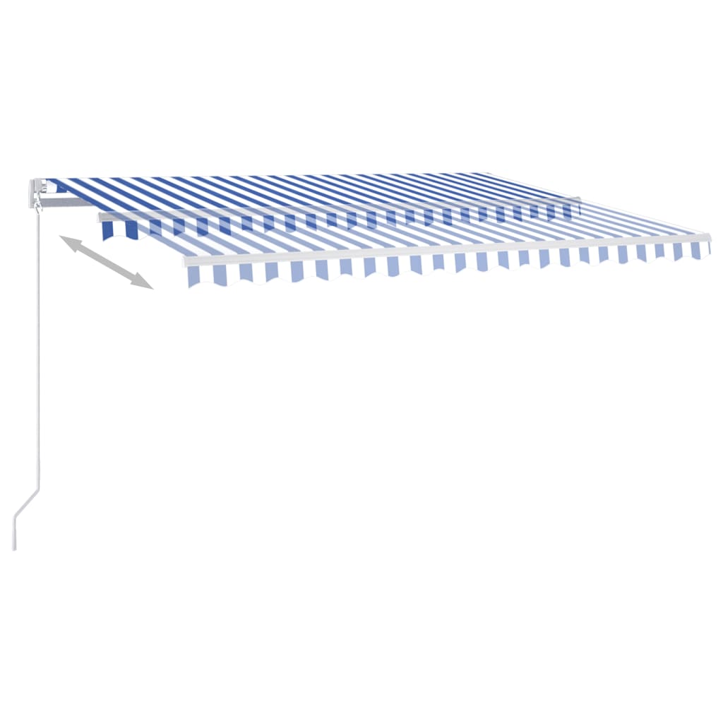 VidaXL Luifel automatisch met LED en windsensor 4x3,5 m blauw en wit