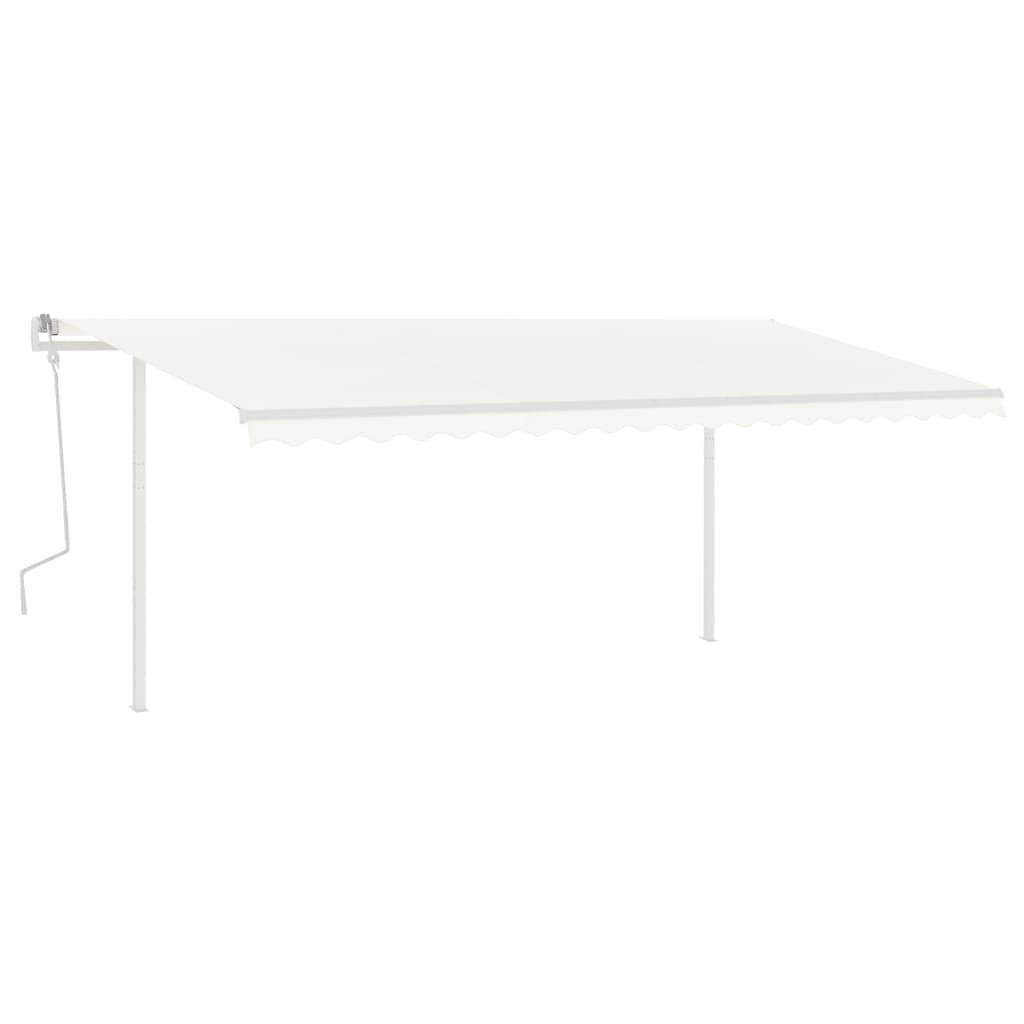 VidaXL Luifel handmatig uittrekbaar met LED 5x3,5m crèmekleurig