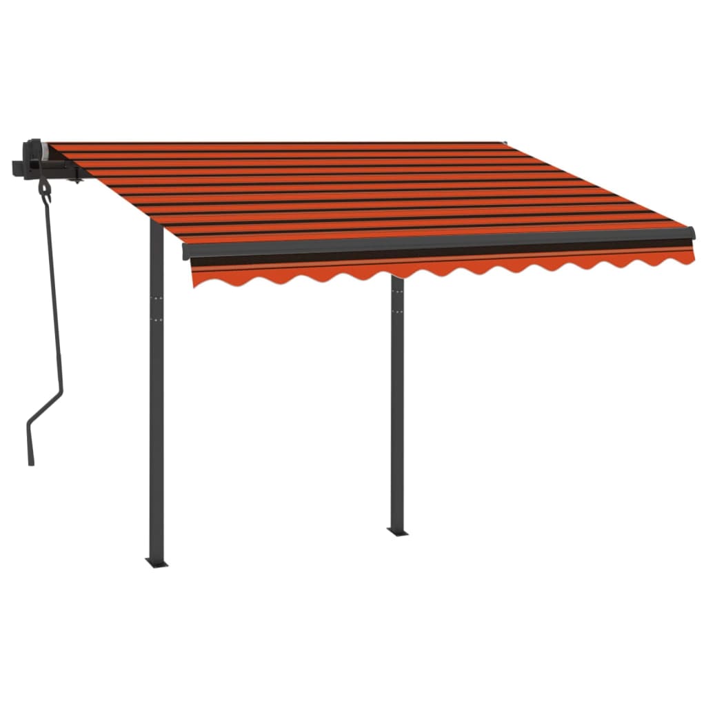 VidaXL Luifel handmatig uittrekbaar met LED 3x2,5m oranje en bruin