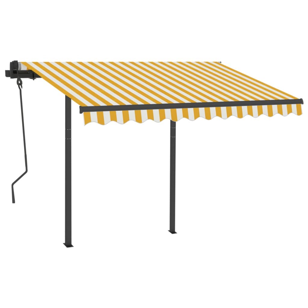 VidaXL Luifel handmatig uittrekbaar met LED 3,5x2,5m geel en wit