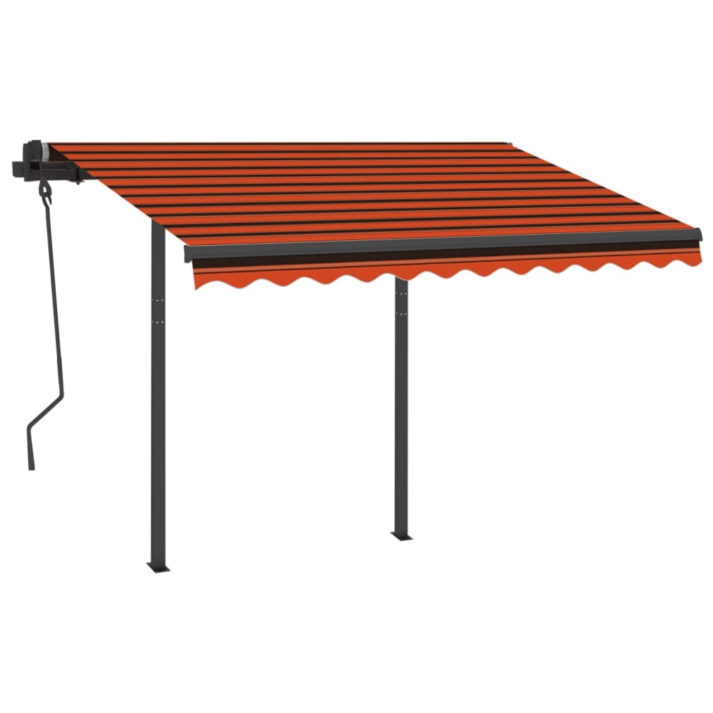 VidaXL Luifel handmatig uittrekbaar met LED 3,5x2,5m oranje en bruin