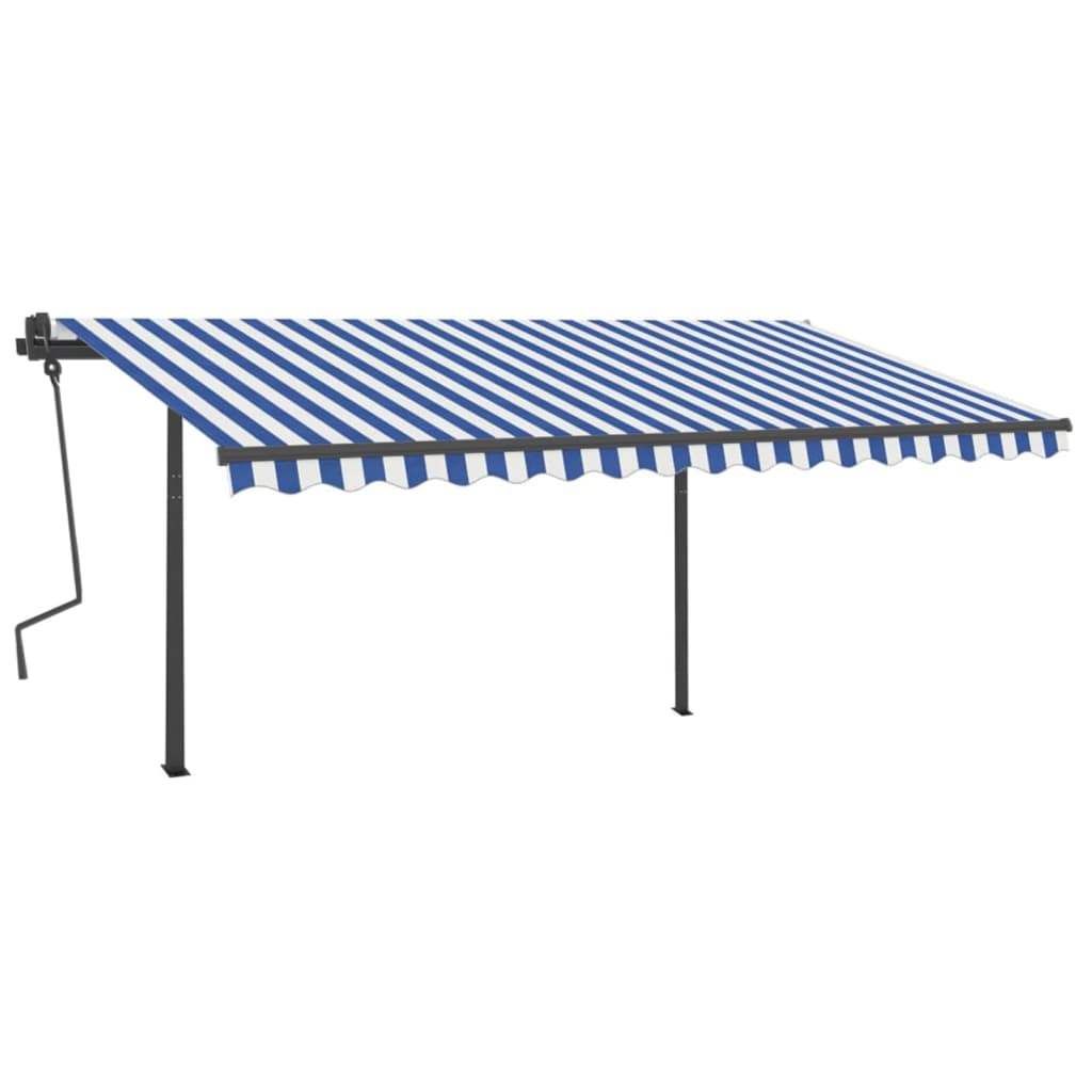 VidaXL Luifel automatisch met LED en windsensor 4x3 m blauw en wit
