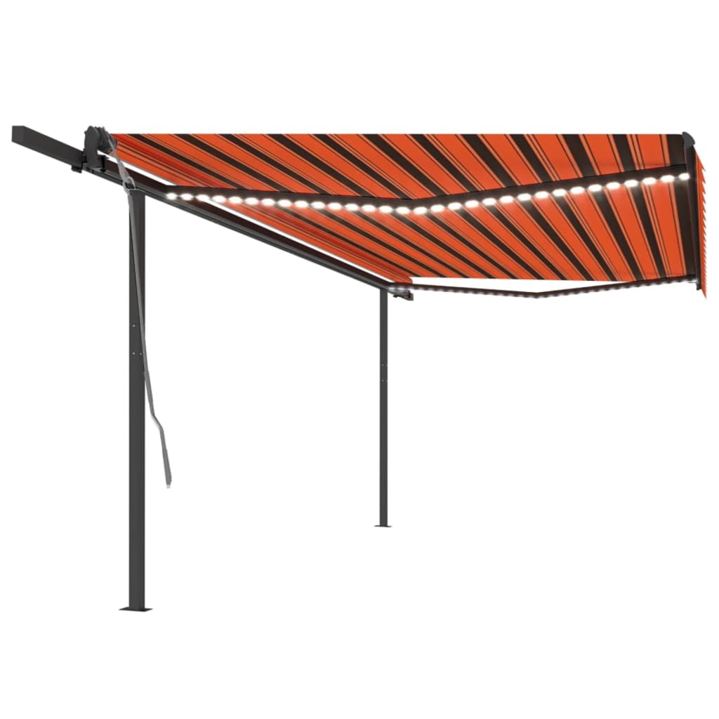 VidaXL Luifel automatisch met LED en windsensor 5x3 m oranje en bruin