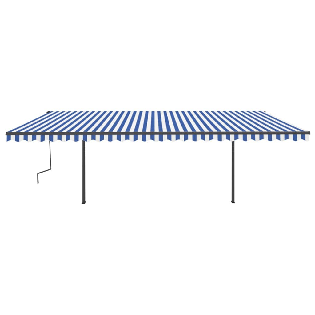 VidaXL Luifel automatisch uittrekbaar met palen 6x3 m blauw en wit