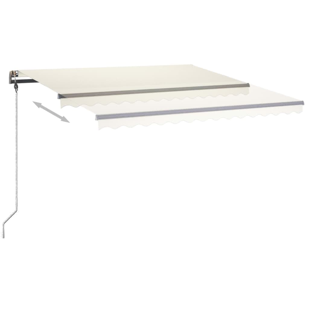 VidaXL Luifel handmatig uittrekbaar met LED 4x3,5m crèmekleurig