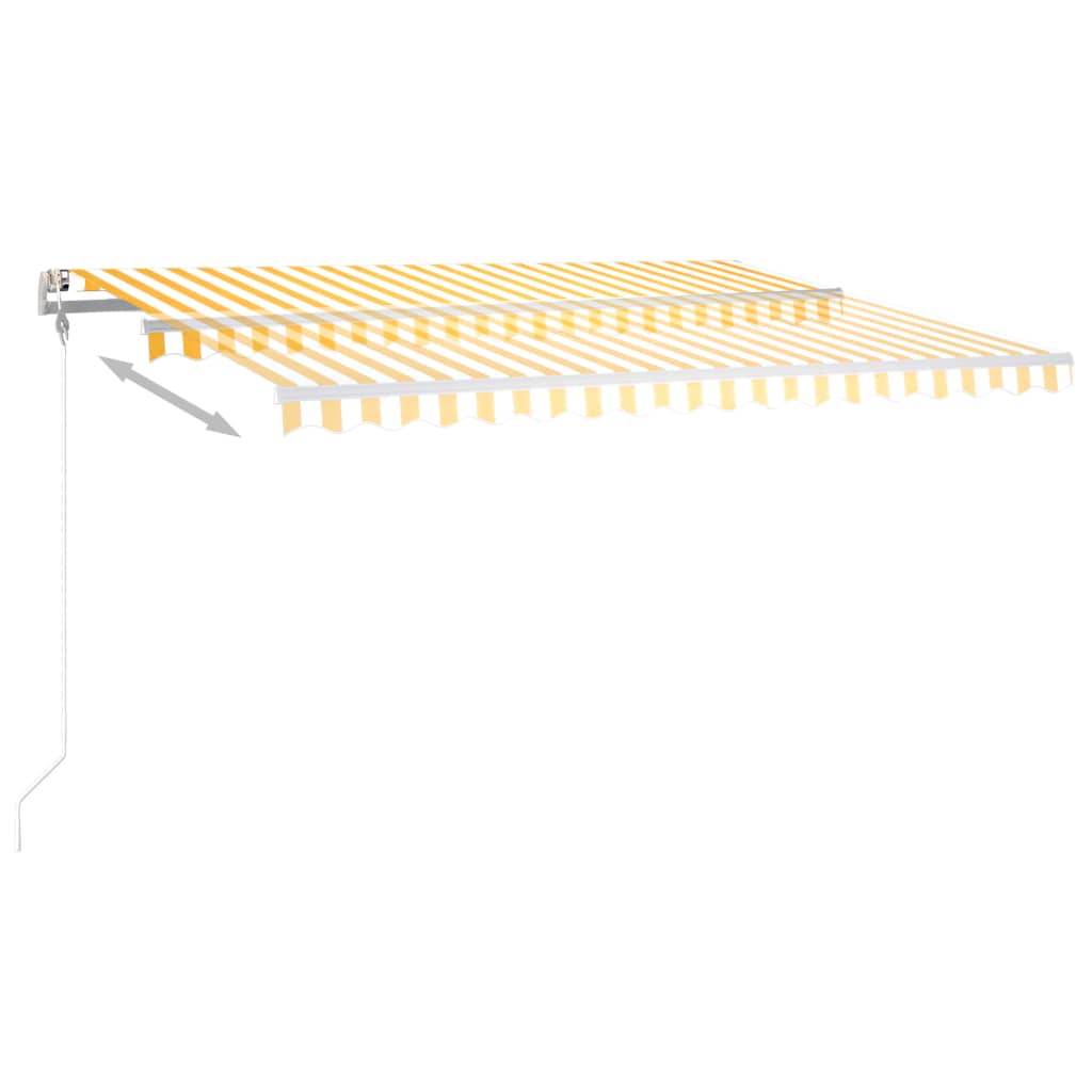 VidaXL Luifel handmatig uittrekbaar met LED 4x3,5m geel en wit