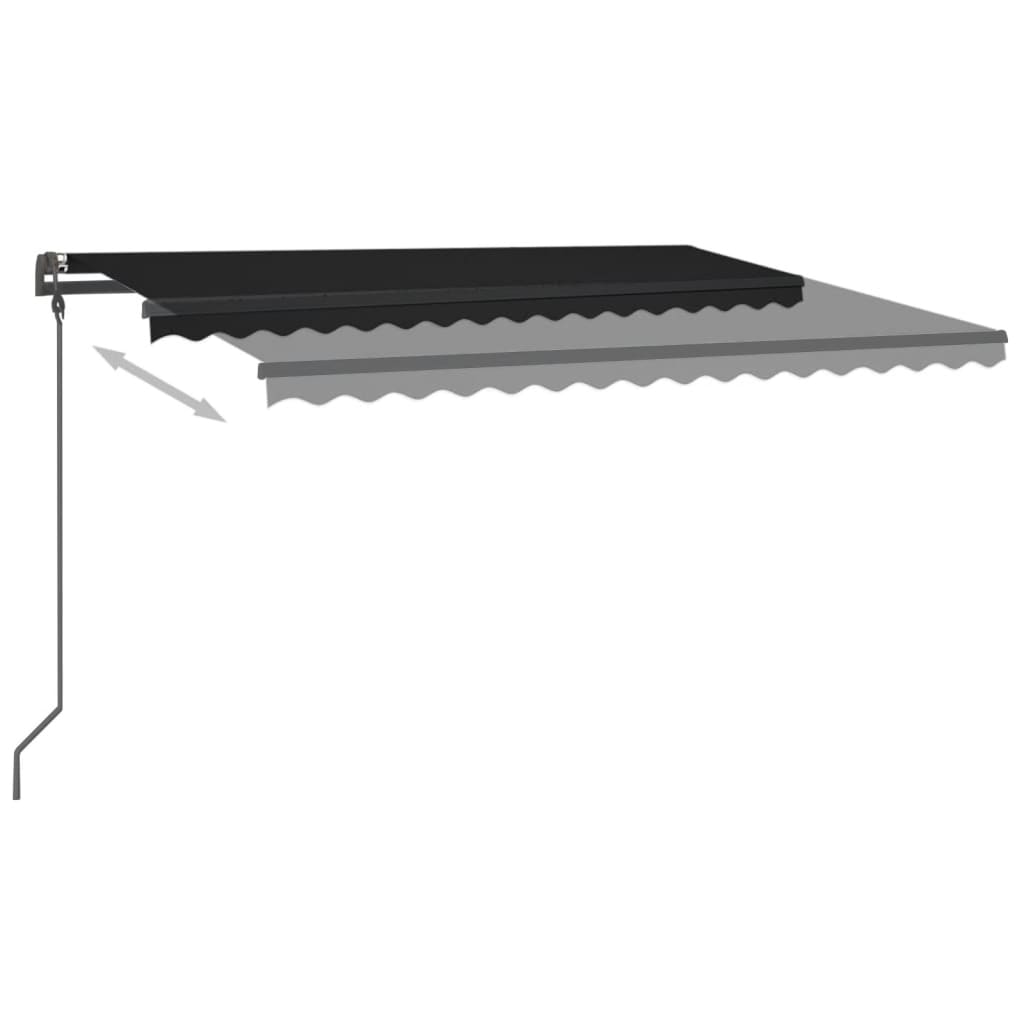 VidaXL Luifel handmatig uittrekbaar met LED 4x3,5m antracietkleurig