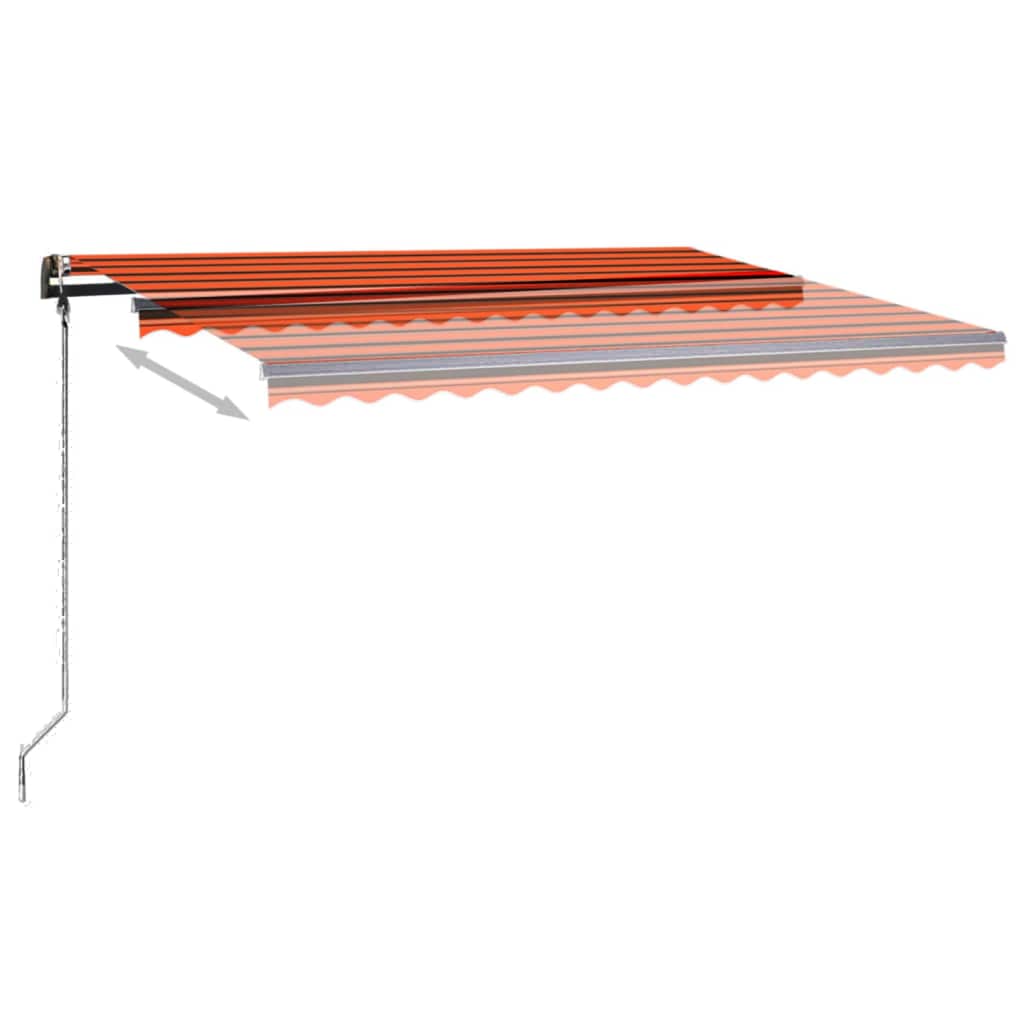 VidaXL Luifel handmatig uittrekbaar met LED 4x3,5m oranje en bruin