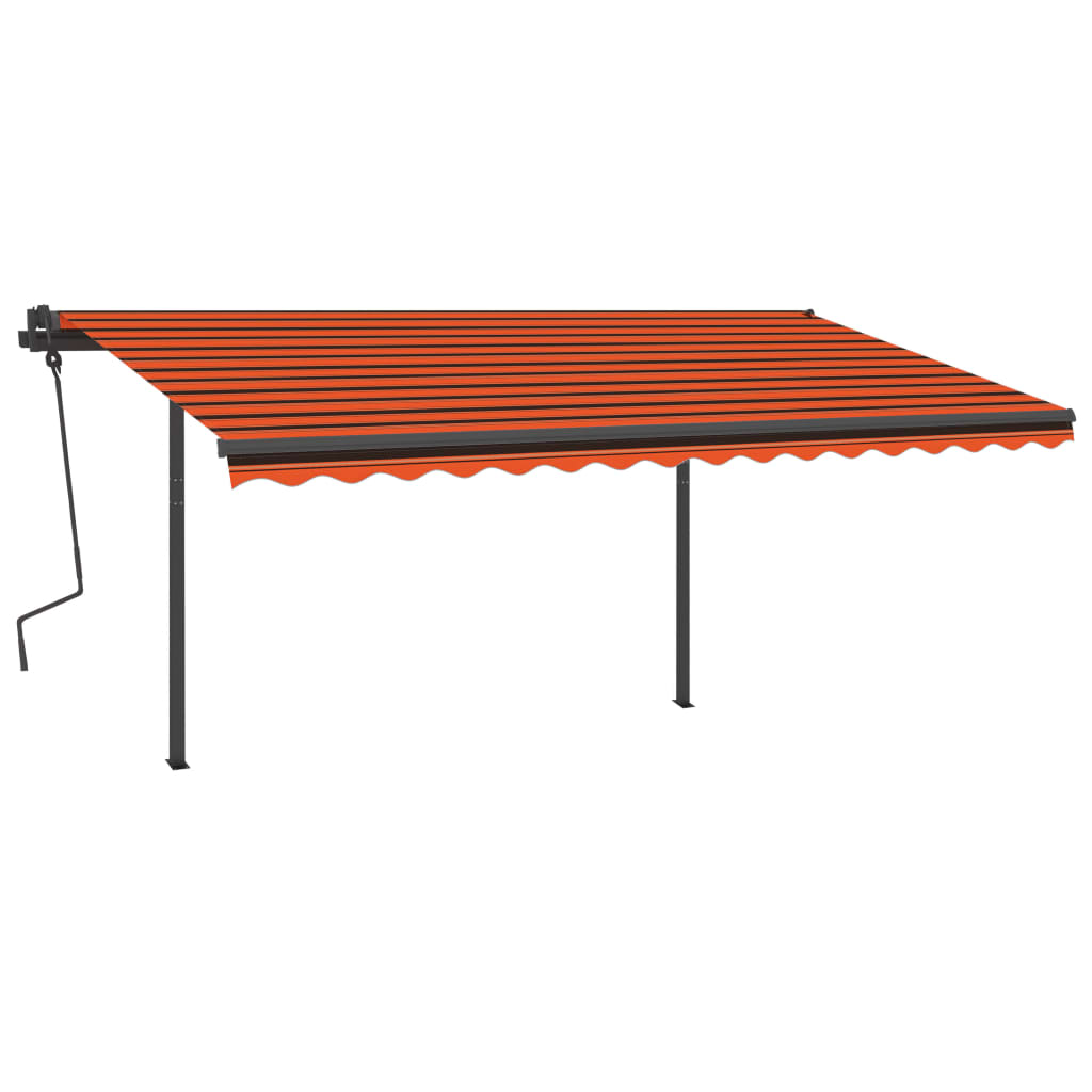 VidaXL Luifel handmatig uittrekbaar met LED 4,5x3,5m oranje en bruin