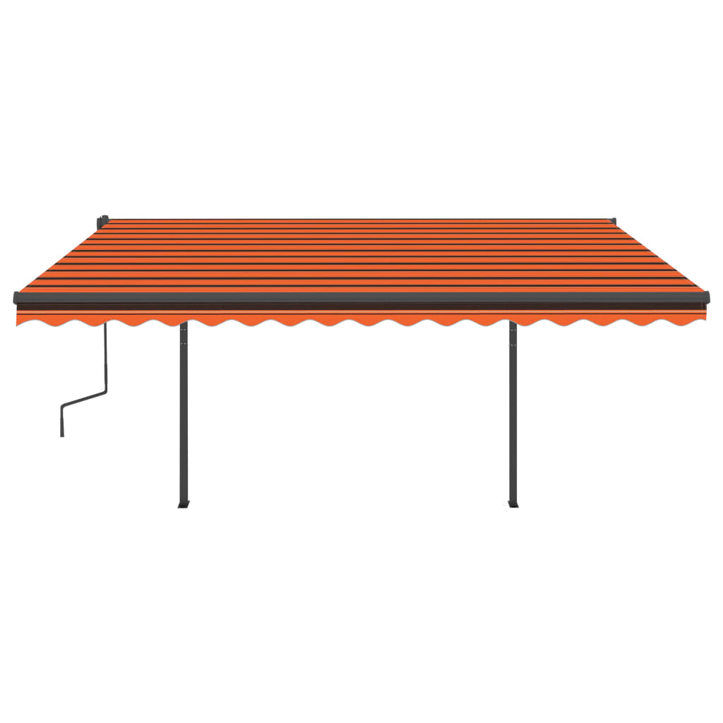VidaXL Luifel handmatig uittrekbaar met LED 4,5x3,5m oranje en bruin