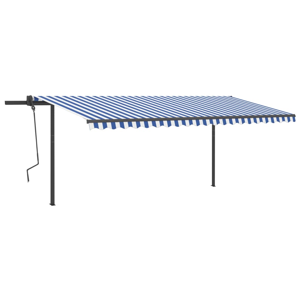 VidaXL Luifel handmatig uittrekbaar met LED 5x3,5m blauw en wit