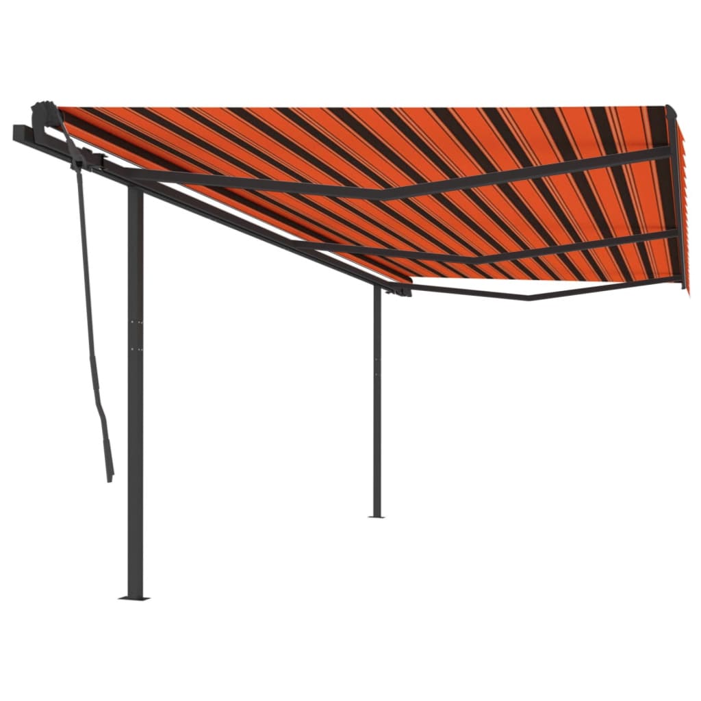 VidaXL Luifel handmatig uittrekbaar met palen 6x3,5 m oranje en bruin