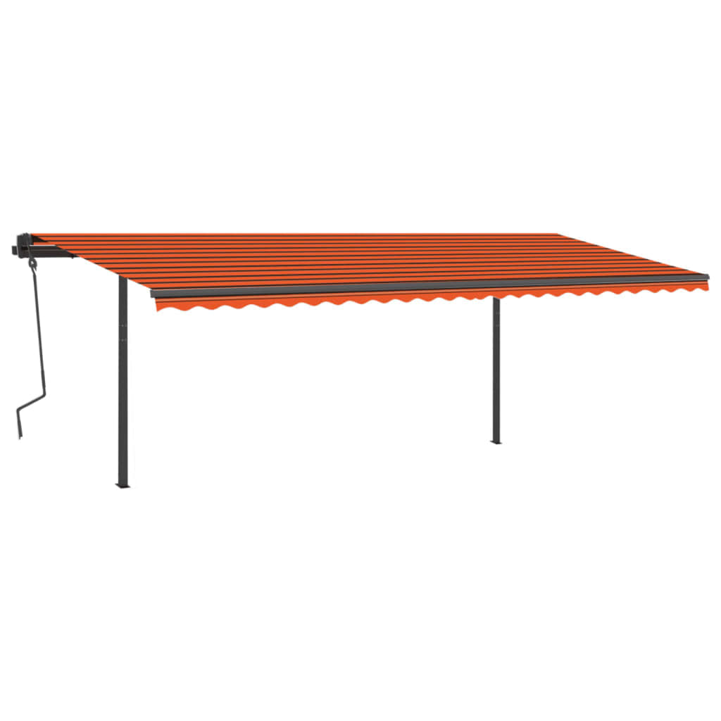 VidaXL Luifel handmatig uittrekbaar met palen 6x3,5 m oranje en bruin
