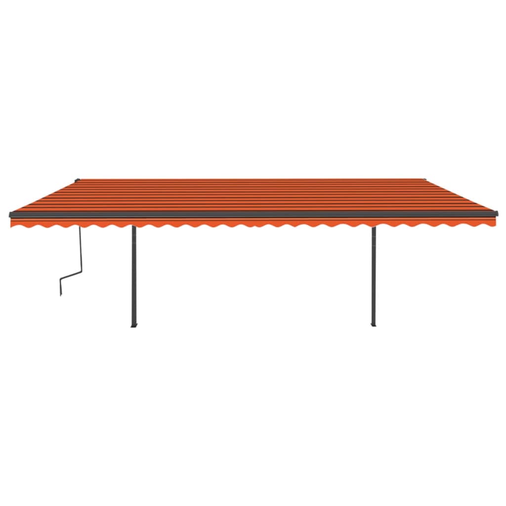VidaXL Luifel handmatig uittrekbaar met palen 6x3,5 m oranje en bruin