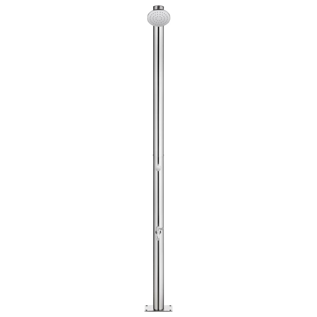 Vidaxl buitendouche met grijze basis 220 cm roestvrij staal