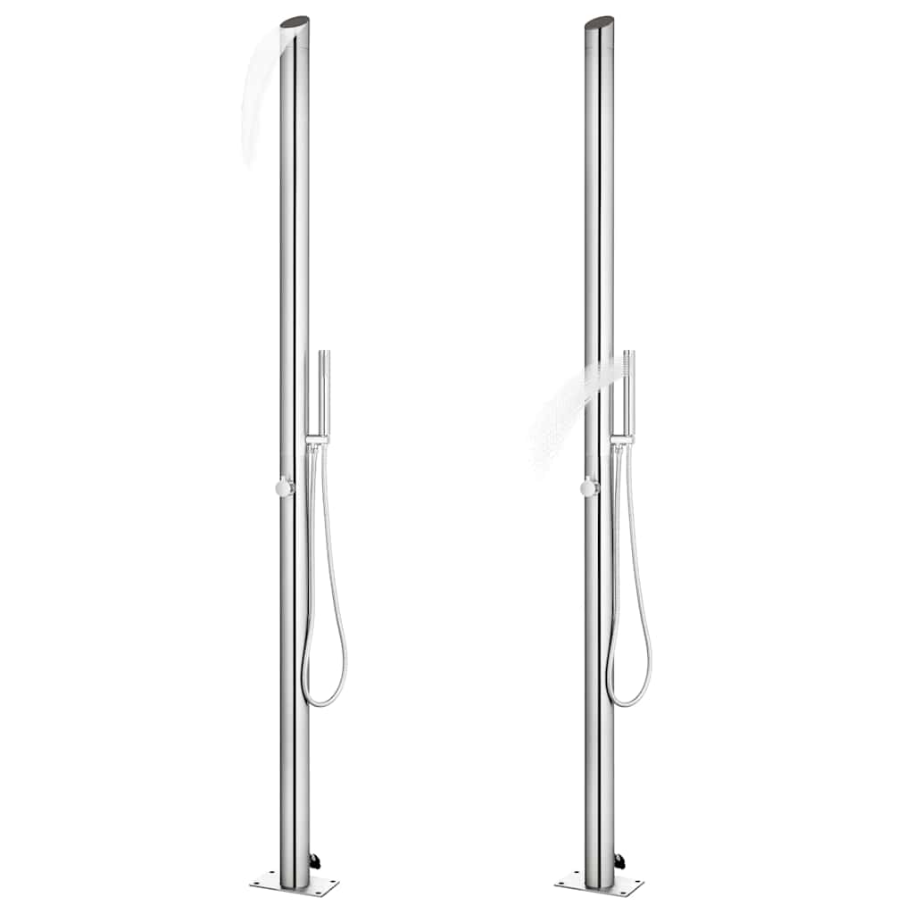 Vidaxl buitendouche met bruine basis 225 cm roestvrij staal