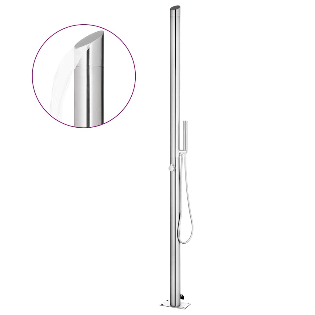 Vidaxl buitendouche met bruine basis 225 cm roestvrij staal