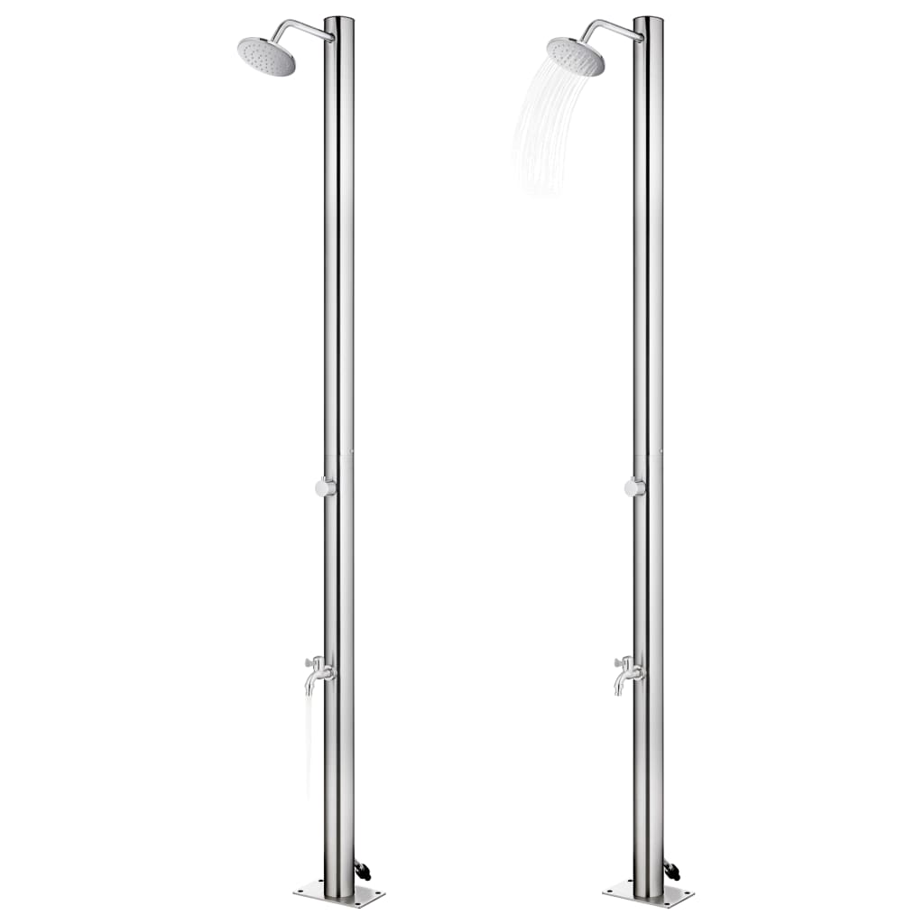 Vidaxl buitendouche met grijze basis 220 cm roestvrij staal
