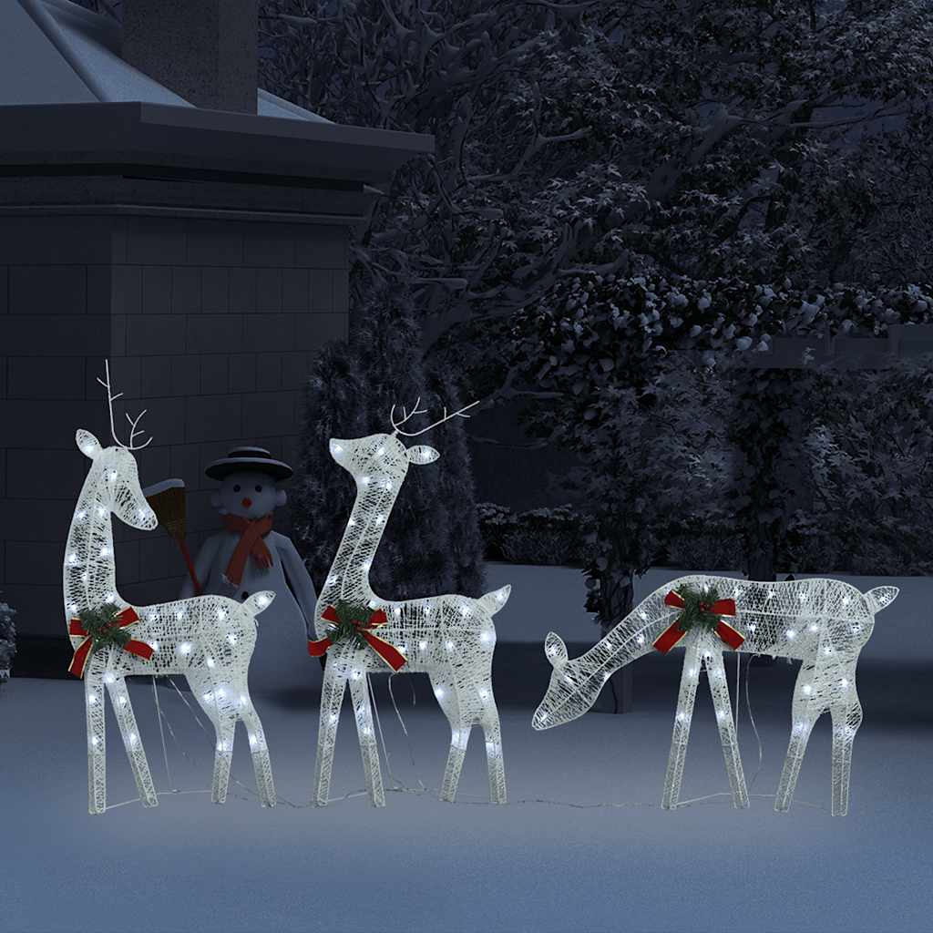 VidaXL Rendierfamilie Kerstmis koudwit 270x7x90 cm gaas wit