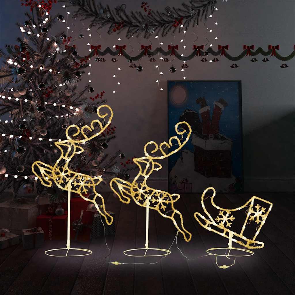 VidaXL Kerstdecoratie rendieren en slaap 260x21x87 cm acryl warmwit