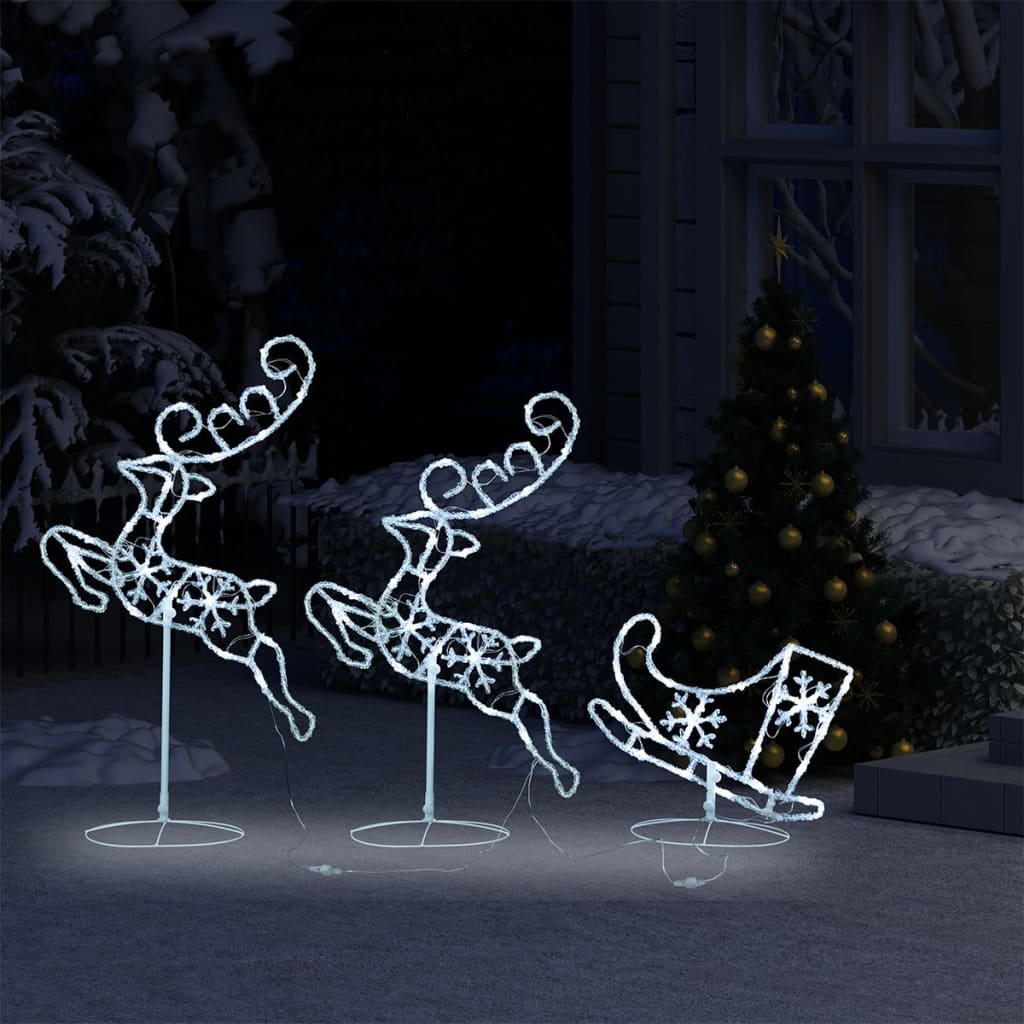 VidaXL Kerstdecoratie rendieren en slaap 260x21x87 cm acryl koudwit