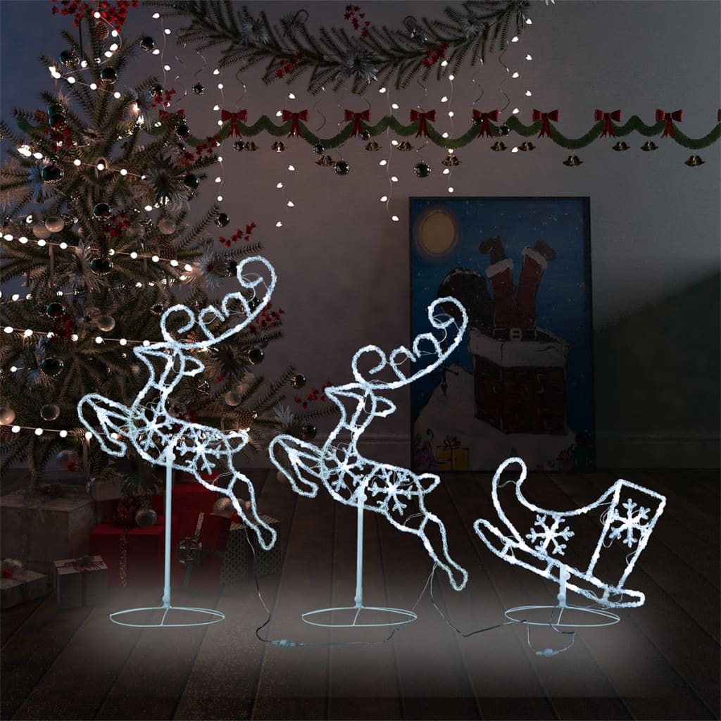 VidaXL Kerstdecoratie rendieren en slaap 260x21x87 cm acryl koudwit
