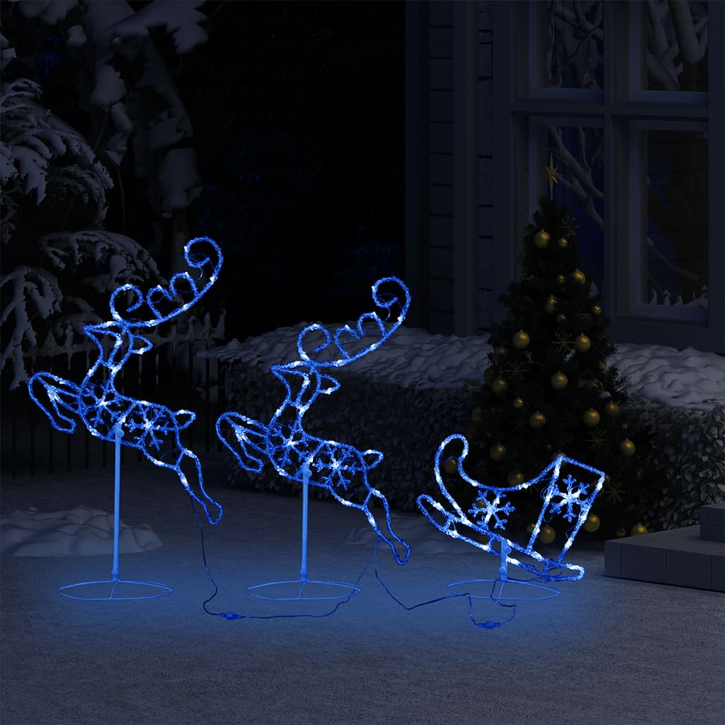 Vidaxl kerstdecoratie rendieren en slaap 260x21x87cm acryl blauw