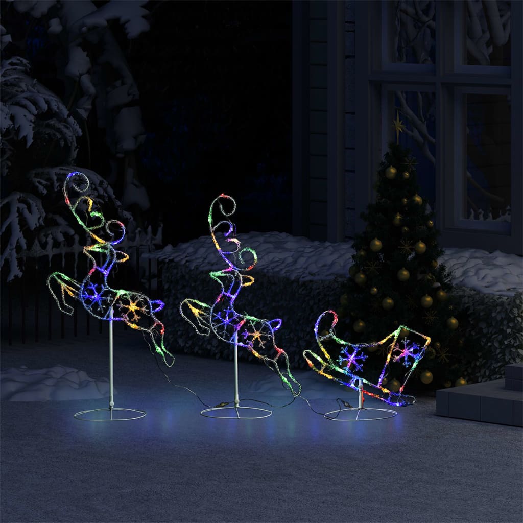 VidaXL Kerstdecoratie rendieren en slaap 260x21x87 cm acryl meerkleurig
