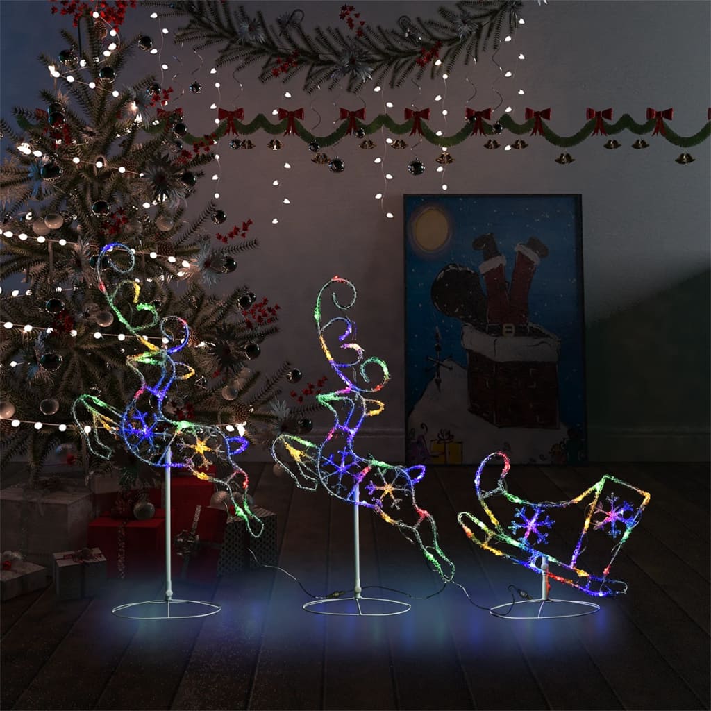 VidaXL Kerstdecoratie rendieren en slaap 260x21x87 cm acryl meerkleurig