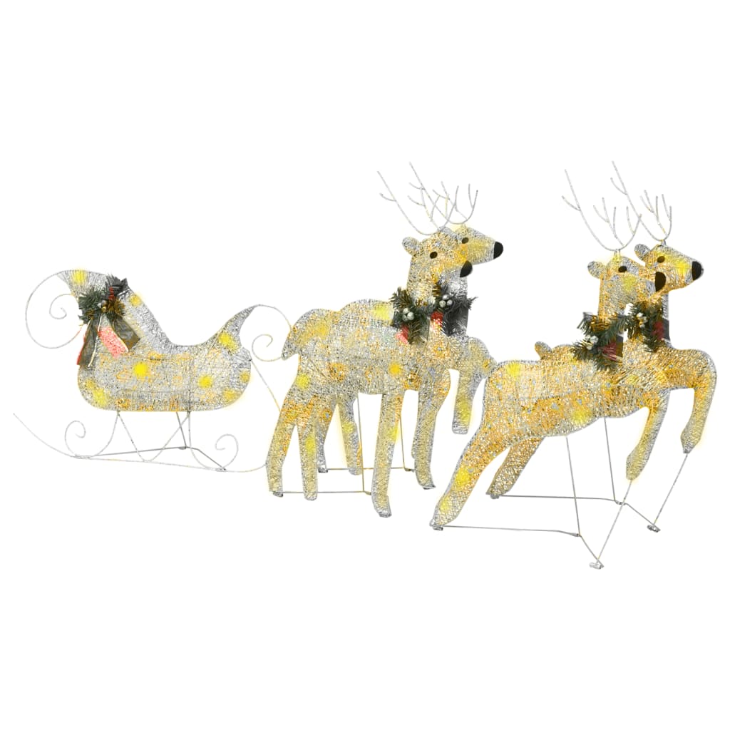 VidaXL Buitenkerstversiering rendieren en mouw 100 LED's goudkleurig
