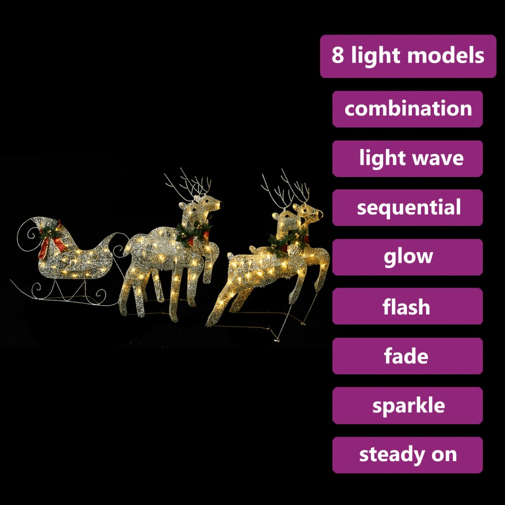 VidaXL Buitenkerstversiering rendieren en mouw 100 LED's goudkleurig