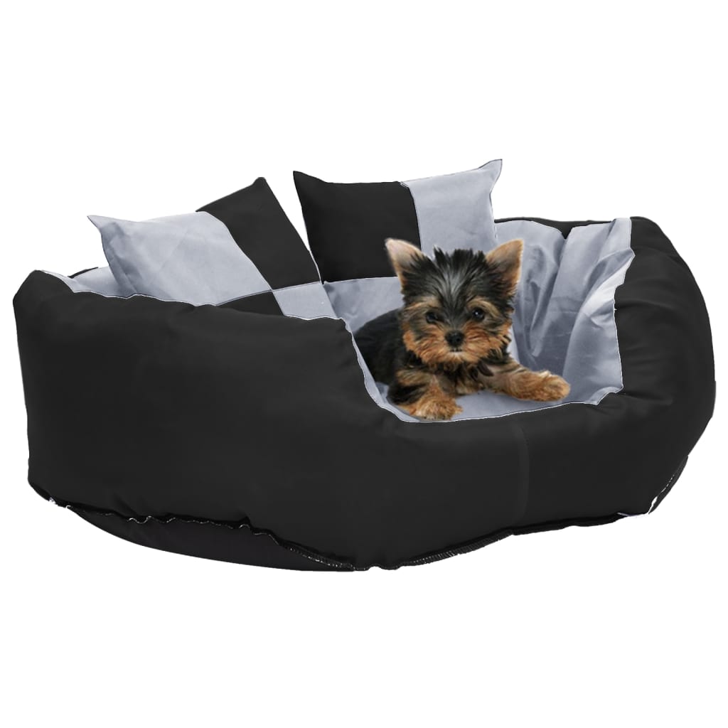 Vidaxl hondenkussen omkeerbaar en wasbaar 65x50x20 cm grijs en zwart