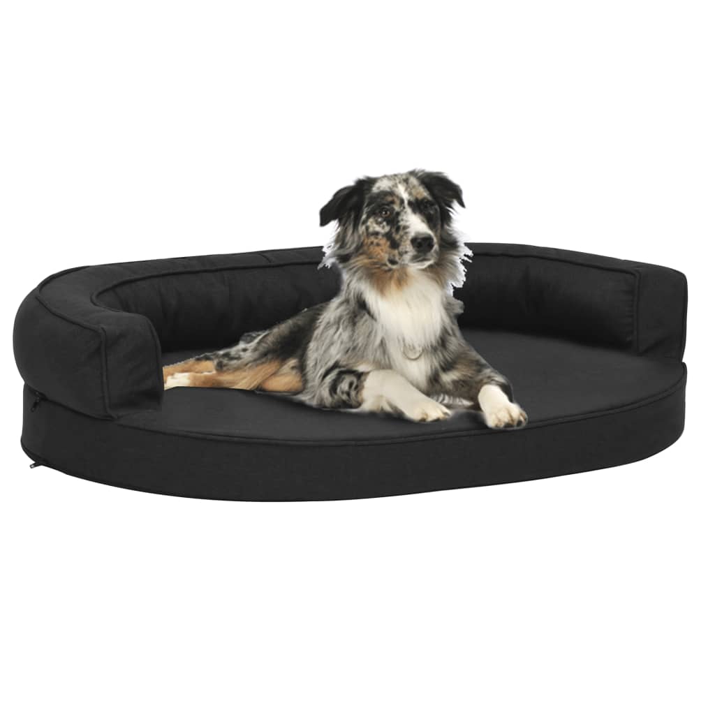 Vidaxl hondenbed ergonomisch linnenlook 75x53 cm zwart