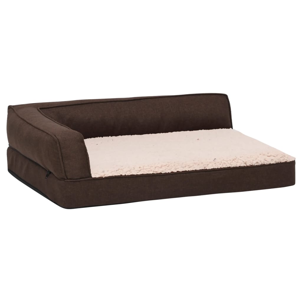 VidaXL Hondenbed ergonomisch linnenlook 60x42 cm fleece bruin