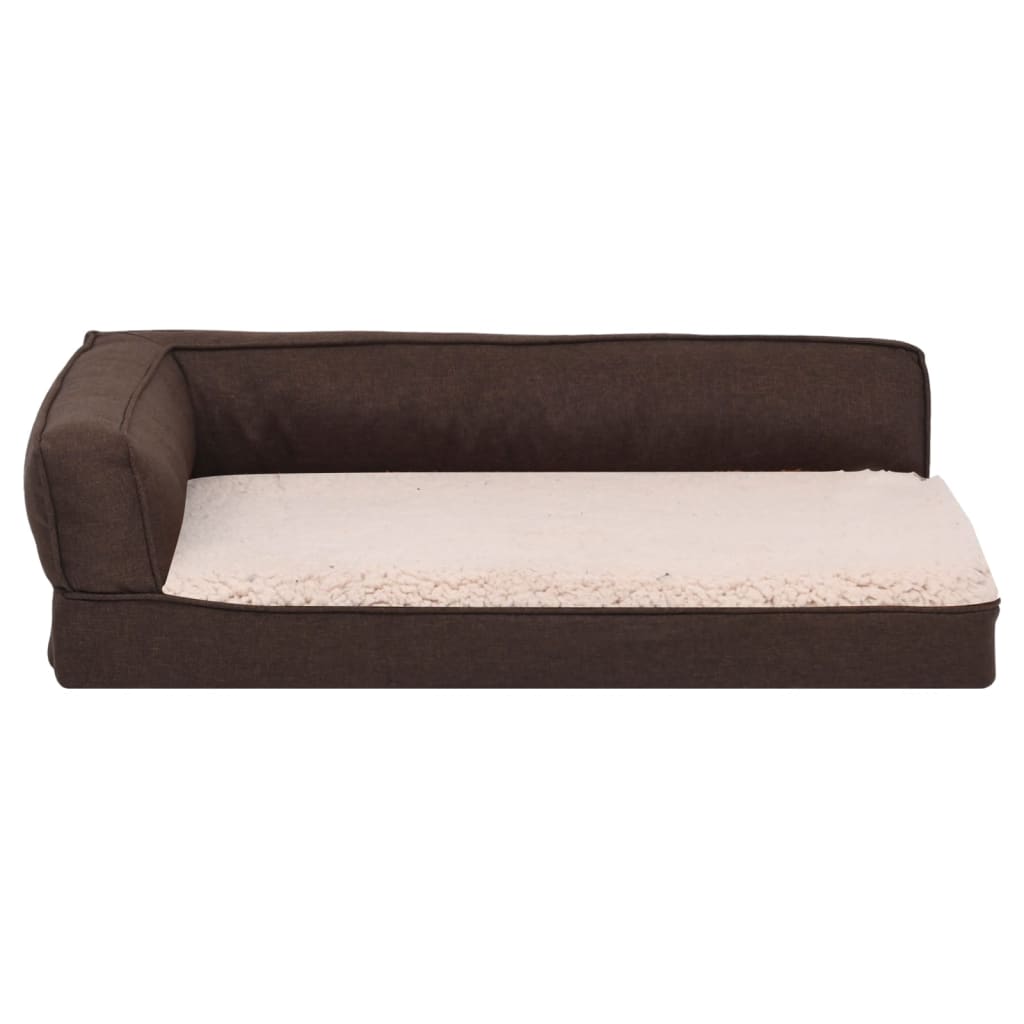 VidaXL Hondenbed ergonomisch linnenlook 60x42 cm fleece bruin