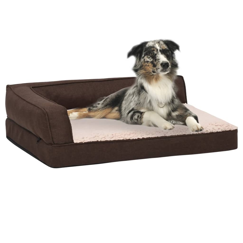 VidaXL Hondenbed ergonomisch linnenlook 60x42 cm fleece bruin
