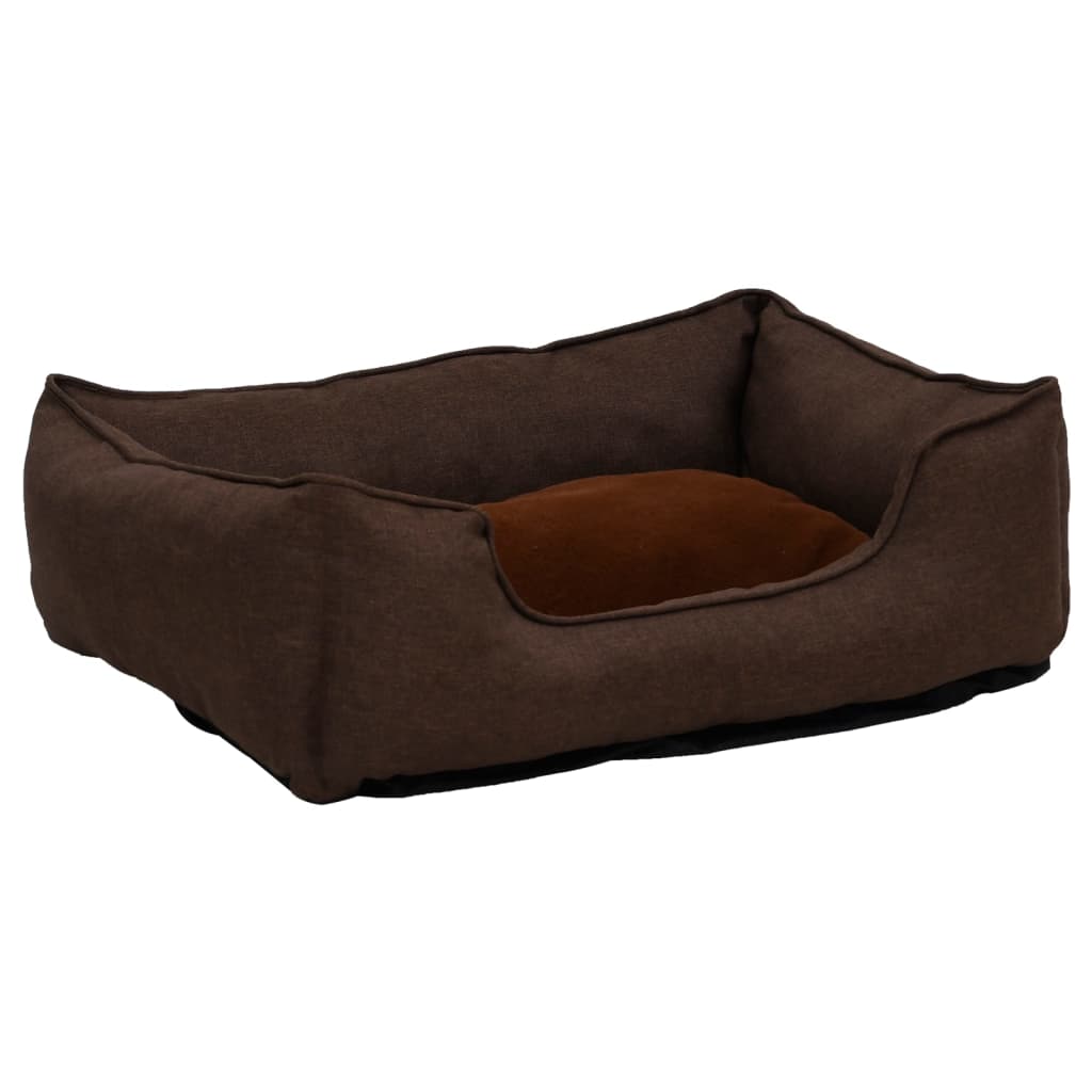 VidaXL Hondenmand linnenlook 85,5x70x23 cm fleece bruin