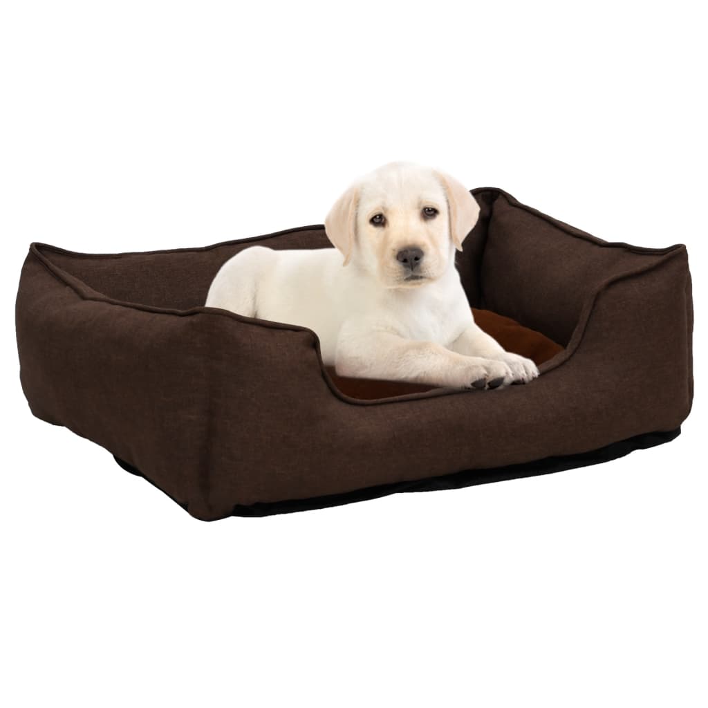 VidaXL Hondenmand linnenlook 85,5x70x23 cm fleece bruin