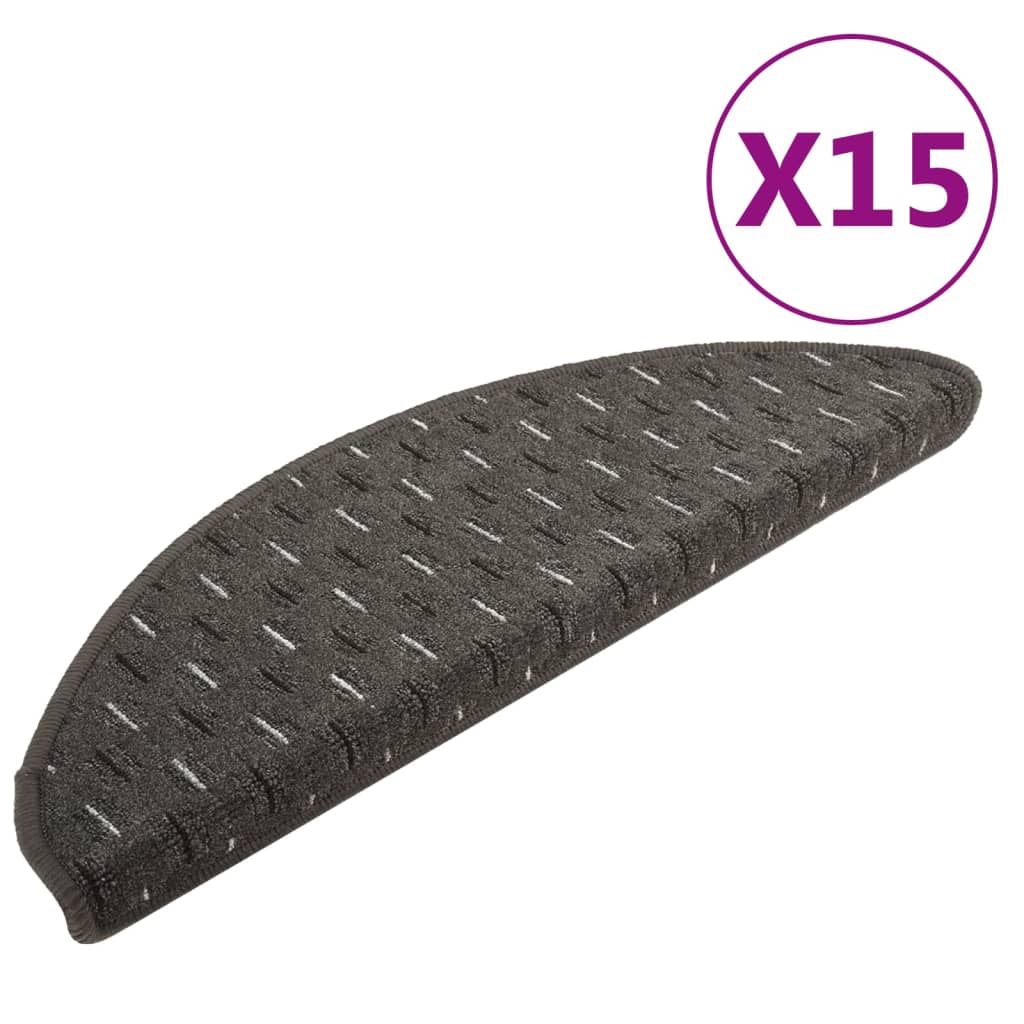 VidaXL Trapmatten 15 st 65x21x4 cm antracietkleurig