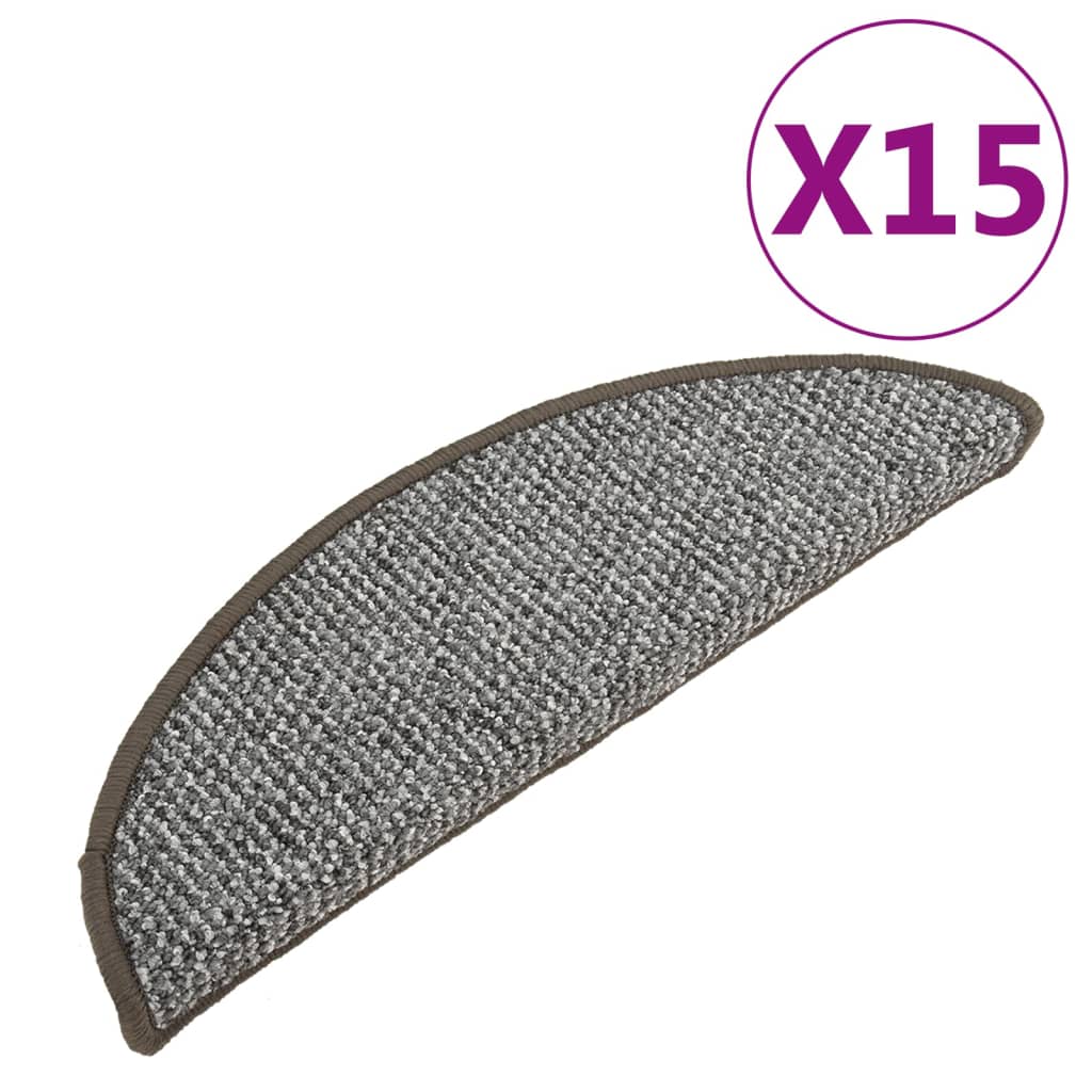 Vidaxl trapmatten 15 st 65x21x4 cm grijs halfrond groot
