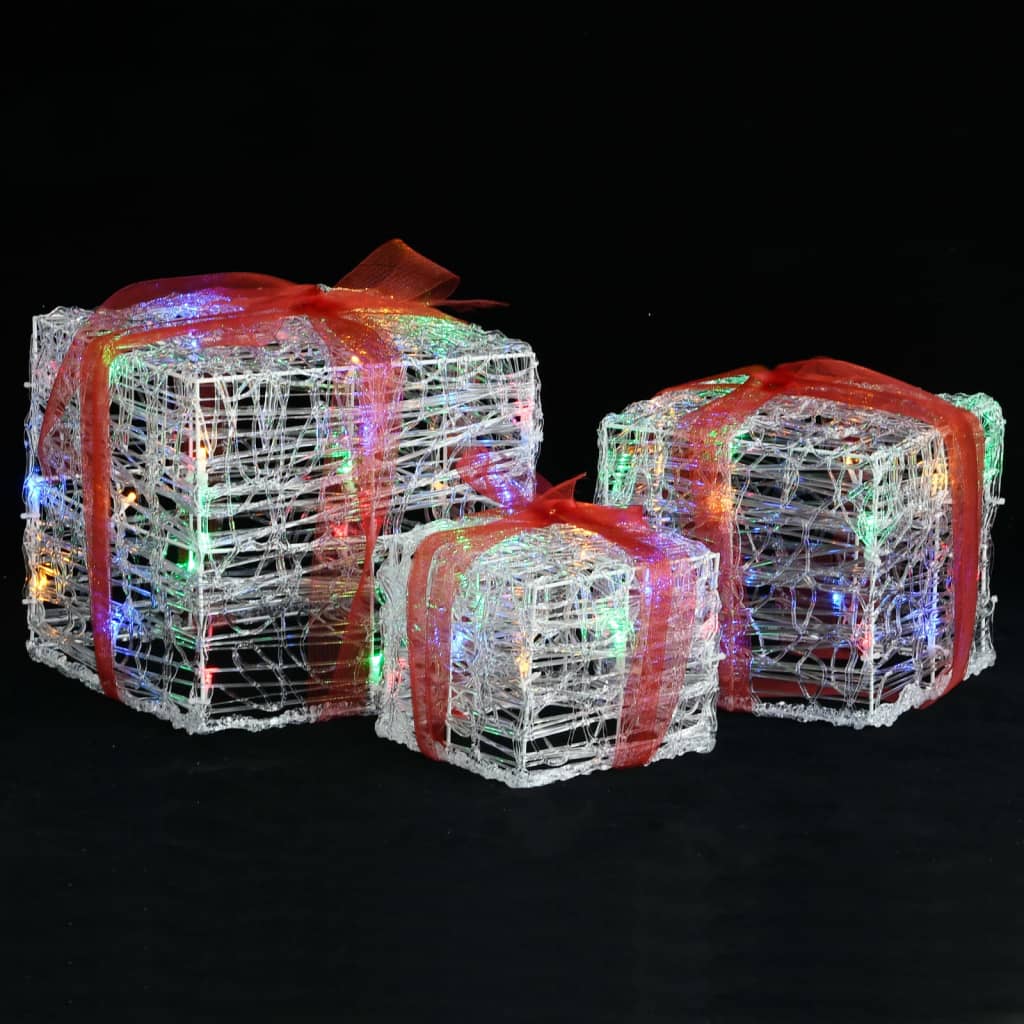 Vidaxl kerstverlichting geschenkdozen 3 st decoratief acryl thema thema